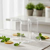 Emballage alimentaire avec logo privé, cylindre de 25 ml à 500 ml, pot en PET transparent ambré noir, couvercle à vis en plastique pour aliments secs, pot en PET