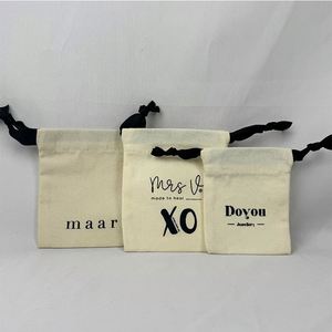 Eco-Friendly Cotton <b>Drawstring</b> <b>Pouch</b> Natural Color Reusable Dust Storage Bag - Product Image 3