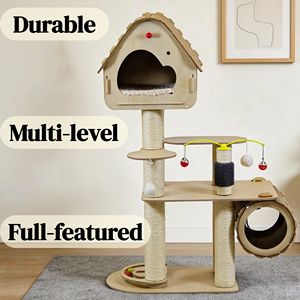 Cuccia per Gatti Multifunzione con Tiragraffi, Auto-pulitore per Gatti, Esclusivo Design a Più Livelli, Struttura di Arrampicata di Lusso - Product Image 1