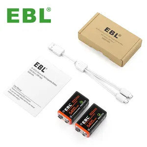 EBL 6f22 600mAh 9v Usb Li ion Li-ion Lithium ion Batterie Packs Batteries Batterie Rechargeable