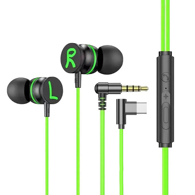 Wired Headphones 3.5mm_Type-C DAC 90 Degree Bend Plug Earphones With Mic Headset Sports Earbuds For Mobile Phones