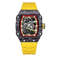Montre Quartz Homme RM 67-02 Inspired Tonneau, Grand Cadran 46mm, Aiguilles Lumineuses, Bracelet Silicone, Montre Décontractée pour Étudiant