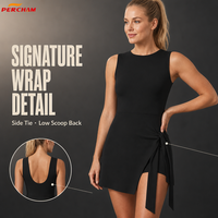 Robe de tennis sans manches et dos nu pour femme, avec lien à nouer, pour le yoga, la gym, l'entraînement, respirante, séchage rapide, robe de sport