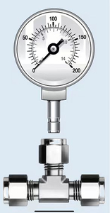 Conexión de compresión de media pulgada con manómetro de 30'' y 160 psi, material SUS304 - Product Image 3