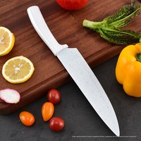 Ensemble de 7 couteaux de cuisine en acier inoxydable pour la maison avec bloc à couteaux blanc de luxe, couteaux de cuisine de luxe légers