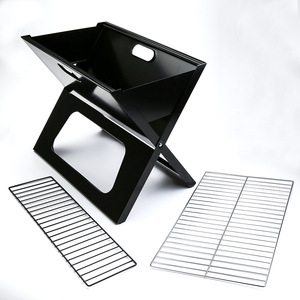 Portable Folding Charcoal <b>Grill</b> For Camping Outdoor BBQ 3-5 People <b>Metal</b> Construction With Handle And Ventilation Design - Product Image 3