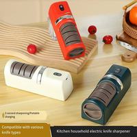 Affûteur de couteaux électrique USB à chargement USB, usage domestique, affûtage grossier et fin, multi-affûtage, en acier inoxydable, type à pression, en promotion