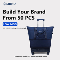 Sac de voyage à roulettes SHIMO avec logo personnalisé, bleu marine, faible MOQ 50 pièces, valise de voyage à roulettes
