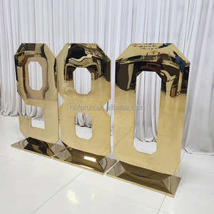 زينة عيد ميلاد فورون، أرقام معدنية ثلاثية الأبعاد كبيرة ذهبية اللون، حروف فضية لامعة ثنائية الأبعاد، مستلزمات حفلات الزفاف - Product Image 6