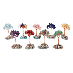 Arbre en pierres semi-précieuses naturelles faites à la main en gros, base en tranches d'agate pour cadeaux - Product Image 2