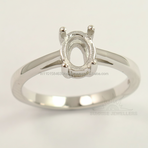 Bague de fiançailles, de mariage ou d'anniversaire en argent sterling 925 avec pierre précieuse, forme ovale 5x1 mm, tendance - Product Image 1