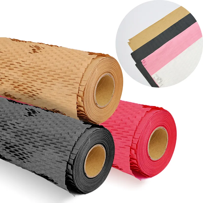 Factory price Honeycomb Wrapping Paper Roll Customized Cushioning Protective Wrap Paper Black Honeycomb Wrapping Paper