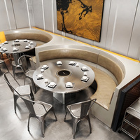 Ensemble de mobilier de restaurant en acier inoxydable de style industriel, thème commercial cartes et canapés, pour salons de thé, hôtels et cafés