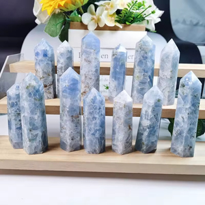 Piedras de celecita azul natural al por mayor, cristales en bruto en forma de torre para decoración del hogar y fabricación de joyas - Product Image 2