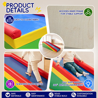 Tobogán Infantil Interior, Tipo Fijo y Plegable, Marco de Madera, Juguete de Deslizamiento para Preescolar, Guardería y Actividades Familiares