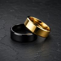 Edelstahl Spiegelpolierter Ring Hochglänzend Breiter Bandring Regenbogen Schillernd Gold Schwarz Blau Reflektierend Unisex Minimalistischer Schmuck