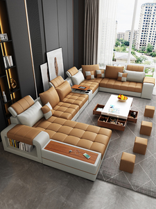 Divano Componibile Moderno 2024 in Nuovo Tessuto Tecnologico di Lusso, Arredo <span class=keywords><strong>Soggiorno</strong></span> Disponibile in Grandi e <span class=keywords><strong>Piccole</strong></span> <span class=keywords><strong>Dimensioni</strong></span>, Semplice ed Elegante - Product Image 4