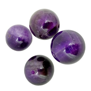 Perles de pierres précieuses d'améthyste naturelle authentique de 22MM, perles rondes violettes profondes en vrac - Product Image 5