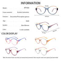 Montures de lunettes en acétate laminé, monture complète arrondie, bloc de couleur, lunettes optiques pour collections en gros