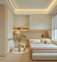 Armoire de chambre à coucher moderne de luxe sur mesure, style crème, écologique, avec rangement intégré, OEM