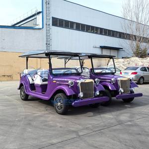 Voiture électrique de tourisme vintage violette, véhicule touristique rétro pour site panoramique, navette électrique de tourisme avec auvent - Product Image 4
