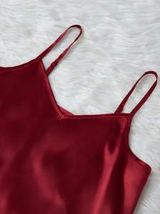 Wholesale Romantic Heart Print Women's Three-Piece Pajama Set <strong>Red</strong> Satin Smooth Loungewear for Summer Spring and Fall - Product Image 4
