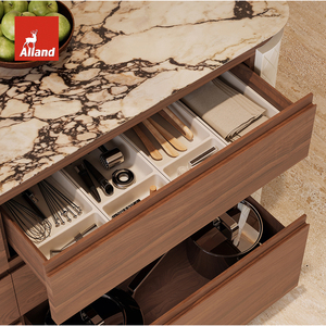 Allandgroup Italy - Juego <span class=keywords><strong>de</strong></span> Muebles <span class=keywords><strong>de</strong></span> Cocina Neoclásicos con Puerta <span class=keywords><strong>de</strong></span> Panel <span class=keywords><strong>de</strong></span> Chapa <span class=keywords><strong>de</strong></span> Nogal Natural Sólido y Isla Larga Ondulada - Product Image 4