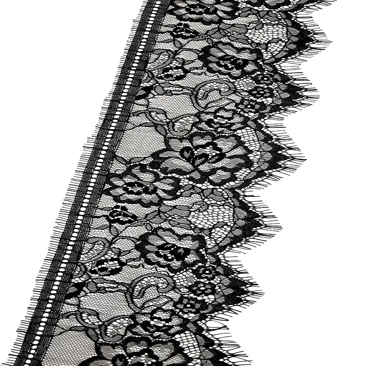 11cm blanco y negro de pestañas de encaje Trim vestido Crochet frontera de encaje bordado de encaje