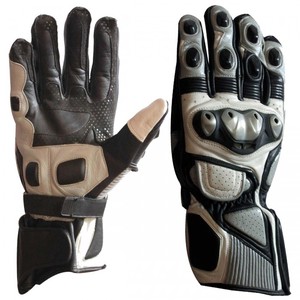 Gants de moto KOKAL en cuir de vachette noir intégral avec fonction imperméable - Product Image 5
