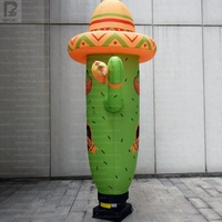 Cactus gonflable géant personnalisé avec logo lumineux LED, figurine publicitaire mexicaine pour affichage en restaurant