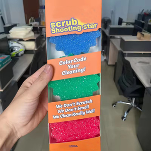 HCX ColorBox Scrub Suave em água morna Duro em água fria Sponge Smile Face para limpeza de lavagem de cozinha - Product Image 1