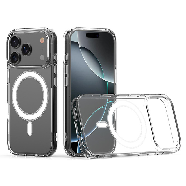 Anti Yellow Custom OEM Acrylic Tpu Transparent Magnetic Wireless Charging Phone case for iphone 17 Pro Back Cover