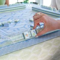 160 tuiles de mahjong en acrylique compatibles NMJL, tuiles de mahjong Hydrangea bleu clair, ensemble de jeu à dos sandwich