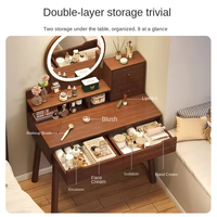 Miroir de Coiffeuse LED Moderne avec Rangement Écologique pour Chambre, Petit Appartement, Hôtel