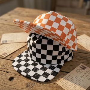 Breitkrempiger Unisex-Hut Karierte Vielseitige Universelle Baseballkappe mit Netzfutter Sportliche Snapback 6-Panel Canvas Sonnenkappe - Product Image 1
