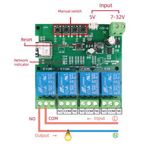 SIXWGH 4CH Ewelink Interrupteur électrique 4 canaux pour usage domestique, compatible Alexa et Google <span class=keywords><strong>Assistant</strong></span>, relais WiFi pour la commande <span class=keywords><strong>de</strong></span> la maison intelligente - Product Image 3