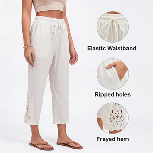 Pantalones Casuales de Talla Grande para <span class=keywords><strong>Mujer</strong></span>, Hechos a Medida, Pantalones Harem Ligeros de Algodón con Cordón Elástico, Plazo de Entrega de 15 Días - Product Image 3