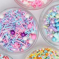 Cocosir Sugar Beads Pink Orange Pearlescent Glittered Silver Edible Bakery Cake Decorations Sugar Sprinkles