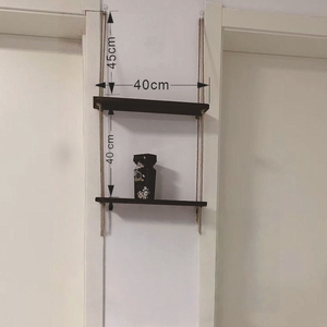Estante de Pared de Macramé Bohemio de <span class=keywords><strong>2</strong></span> Niveles, Estantes Flotantes de Cuerda de Algodón Tejida a <span class=keywords><strong>Mano</strong></span> para Baño, Dormitorio, Sala de Estar y Decoración de Cuarto de Niños - Product Image 4