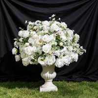 Bola de Flores Artificiales de Seda Blanca y Verde de 80/70/60/50/40/30 cm, Hecha a Mano, para Decoración de Centros de Mesa en Bodas y Eventos, para el Día de la Madre