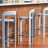 Tabourets de bar hauts de comptoir de bar de cuisine moderne commerciale en bois de style français à dossier court
