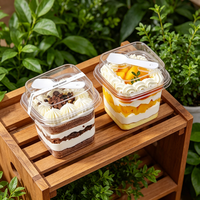 Boîte à gâteau carrée avec couvercle et base personnalisés, boîte d'emballage de dessert en plastique transparente de luxe en deux parties