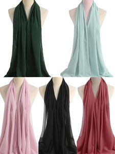 MT001 Malaysian Cross-border Ethnic Style High-quality Solid Color Crumpled Chiffon Headscarf with Straight Edges - Product Image 3