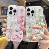 Coques de téléphone portable antichoc en TPU+acrylique avec motif animal et cordon de suspension pour iPhone A07 A17 A37, compatibles avec iPhone 14 15 16 17 Pro Max