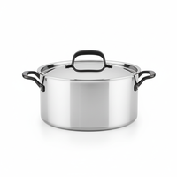 Set Peralatan Masak Stainless Steel Tri-Ply Berkualitas Tinggi dan Tahan Lama, Panci dan Wajan Ramah Lingkungan, Cocok untuk Kompor Gas dan Induksi, Dilengkapi Tutup Kaca