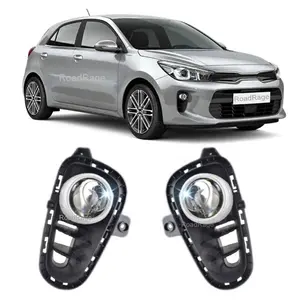 For 2017 2018 2019 2020 Kia Rio Fog Lights Lamps with Chrome and Assembly Set