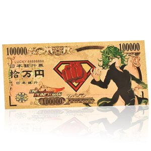 Billet de banque commémoratif <span class=keywords><strong>One</strong></span> Punched <span class=keywords><strong>Man</strong></span> Saitama, pièce en plastique plaquée or, cadeau pour collectionneurs et fans d'<span class=keywords><strong>anime</strong></span> - Product Image 4