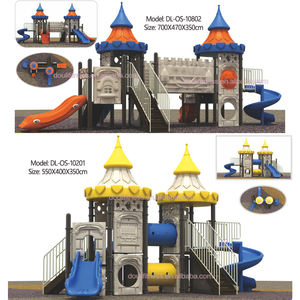 Aire de jeux extérieure personnalisable pour enfants, thème château, avec toboggan et couleurs variables, pour enfants avec Dia. Poteaux verticaux de 89 mm - Product Image 2
