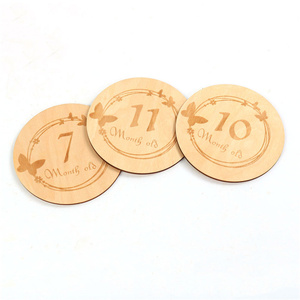 Tarjetas de hitos mensuales de madera cortadas con láser personalizadas, regalos de nacimiento de bebé con grabado <span class=keywords><strong>seguro</strong></span> para niños y niñas con mensaje de 'amor' - Product Image 5