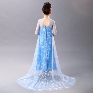 Costume Cosplay per bambini Elsa abito da ballo con paillettes impreziosito fiocco di neve abito da principessa per bambine - Product Image 5